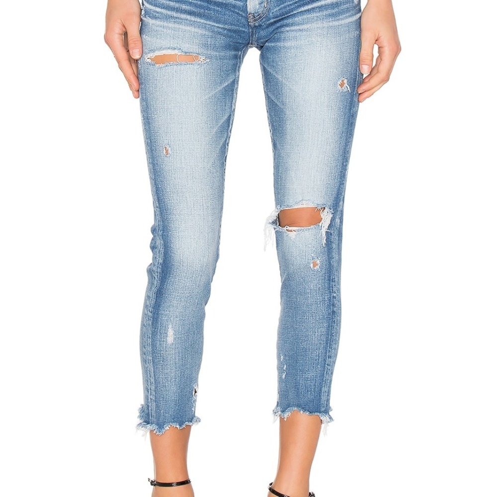 MOUSSY Vintage Rodgewood Distressed Skinny Jeans in Light Blue Size 25